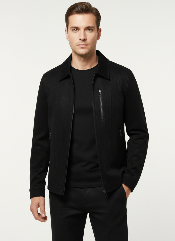 Noah | Men's Leather Jacket With Zip Closure And Side Zip Pocket | Casual