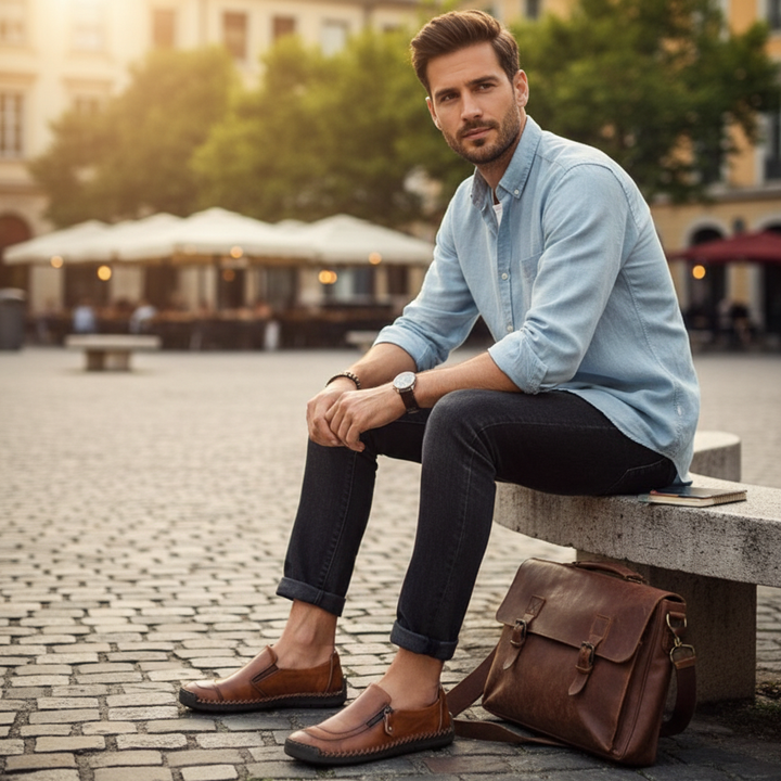 Noah | Men's Loafers With Zip Detail And Stitch Trim | Casual