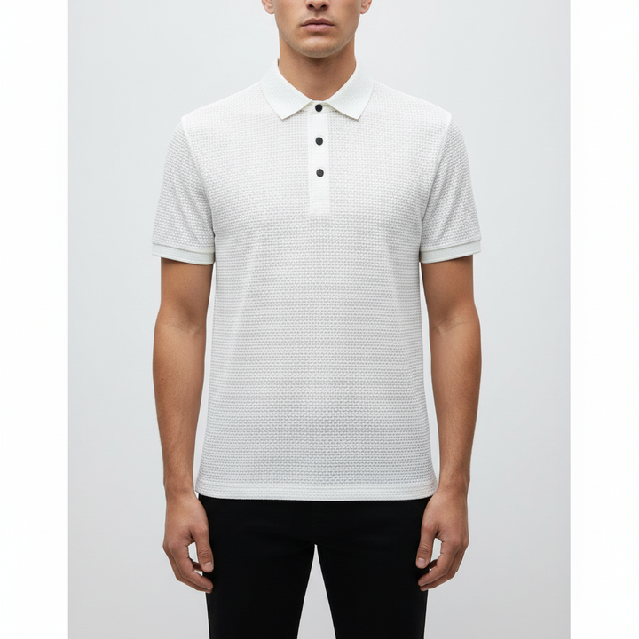 Noah | Men's Polo Shirt With Textured Design And Button Placket | Casual