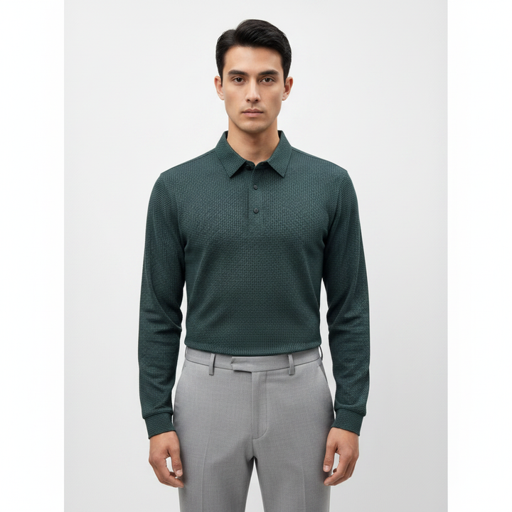 Noah | Men's Polo Shirt With Textured Design And Button Placket | Casual