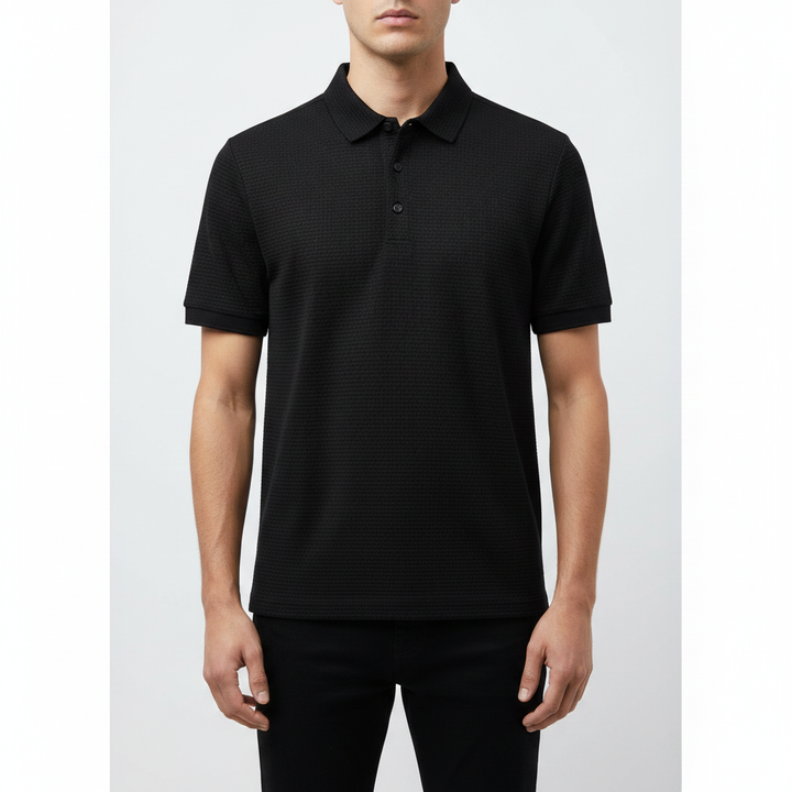 Noah | Men's Polo Shirt With Textured Design And Button Placket | Casual