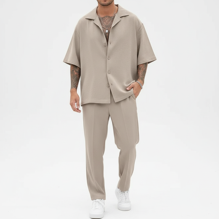 Noah | Men's Summer Set With Cuban Collar Shirt And Straight Leg Pants | Casual