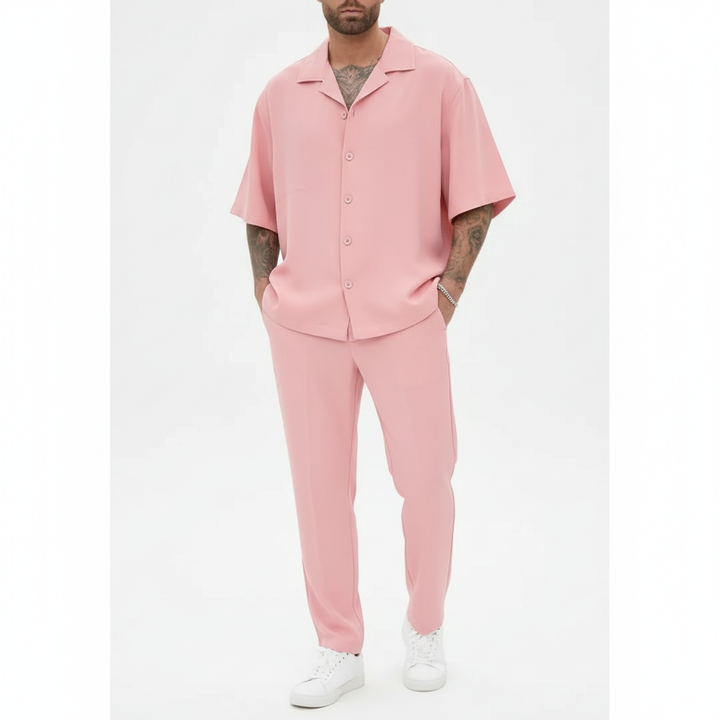 Noah | Men's Summer Set With Cuban Collar Shirt And Straight Leg Pants | Casual