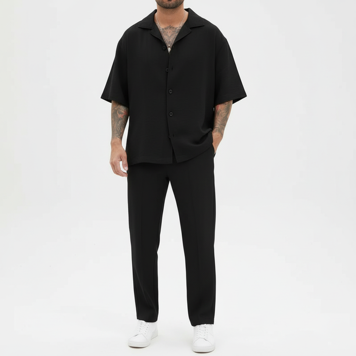 Noah | Men's Summer Set With Cuban Collar Shirt And Straight Leg Pants | Casual