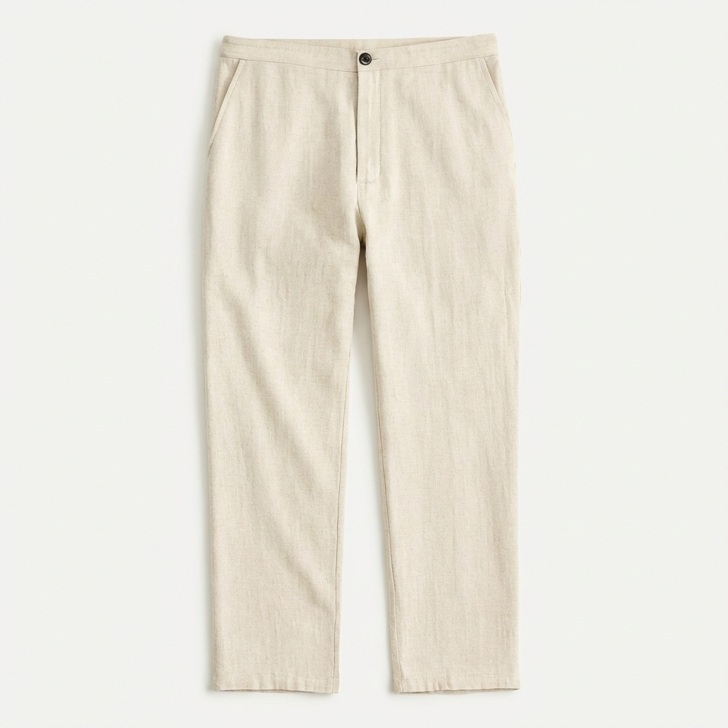 Oliver | Men’s Linen Trouser With Button Closure And Straight Leg Silhouette | Smart