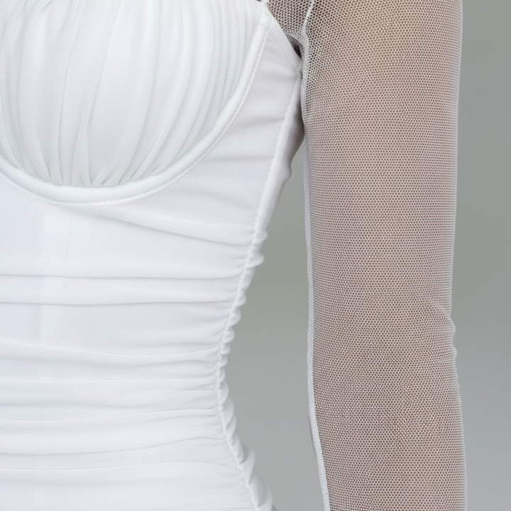 Olivia | Women's Bodycon Mini Dress With Sweetheart Neckline And Long Sheer Sleeves | Elegant
