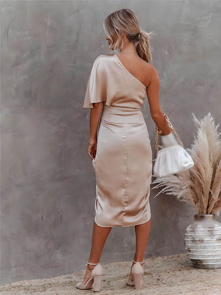 Olivia | Women's Cocktail Dress With One-Shoulder Neckline And Draped Waist | Elegant