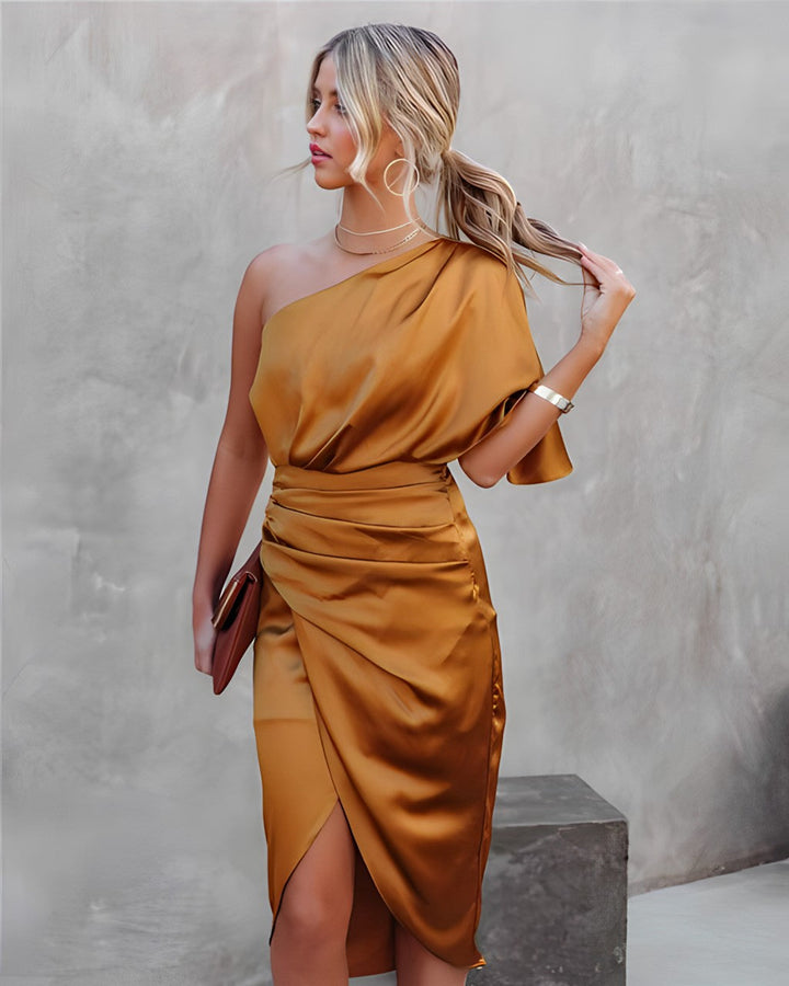 Olivia | Women's Cocktail Dress With One-Shoulder Neckline And Draped Waist | Elegant