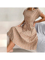 Olivia | Women’s Floral Dress With Tie Waist And Short Sleeves