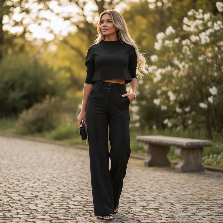 Olivia | Women's Formal Suit With High Neck And Pleated Trousers | Chic