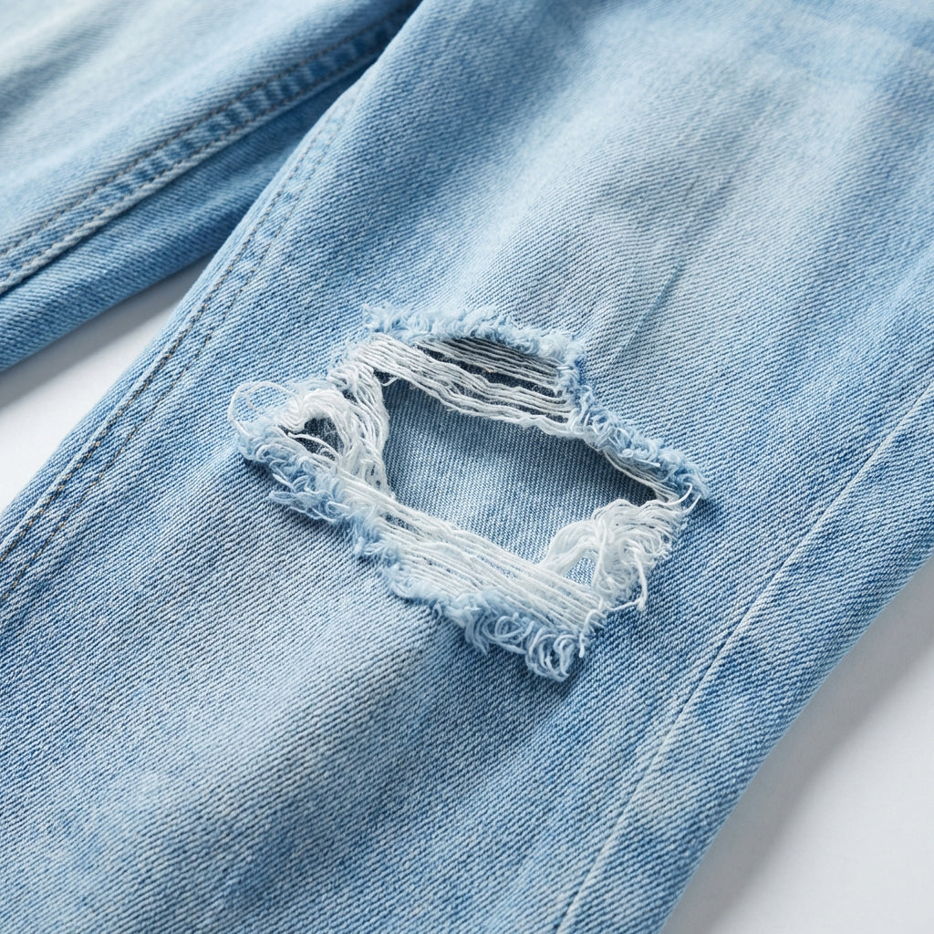 Olivia | Women’s High Waist Jeans With Distressed Knee Detail And Flared Leg | Retro