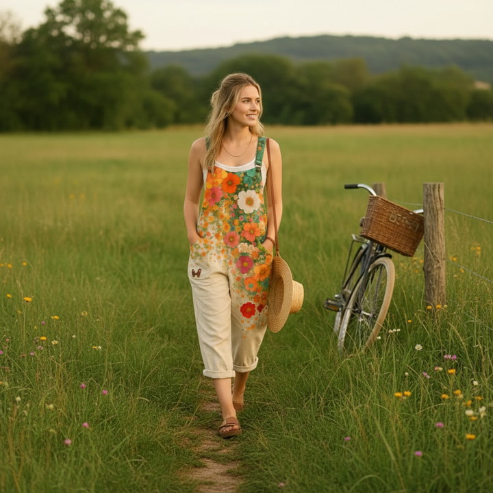 Olivia | Women's Jumpsuit With Floral Print And Front Pockets | Casual