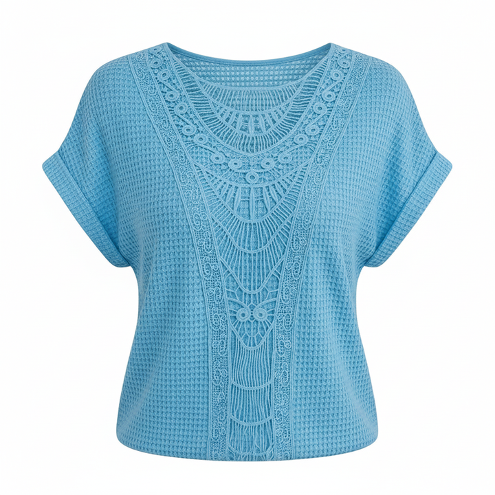 Olivia | Women's Lace Top With Openwork Detail And Short Sleeves | Bohemian