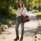 Olivia | Women’s Leather Shoulder Bag With Gold Hardware And Structured Body | Elegant