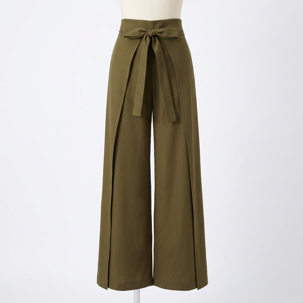 Olivia | Women’s Linen Trousers With Wide Leg Silhouette And Tie Waist | Elegant