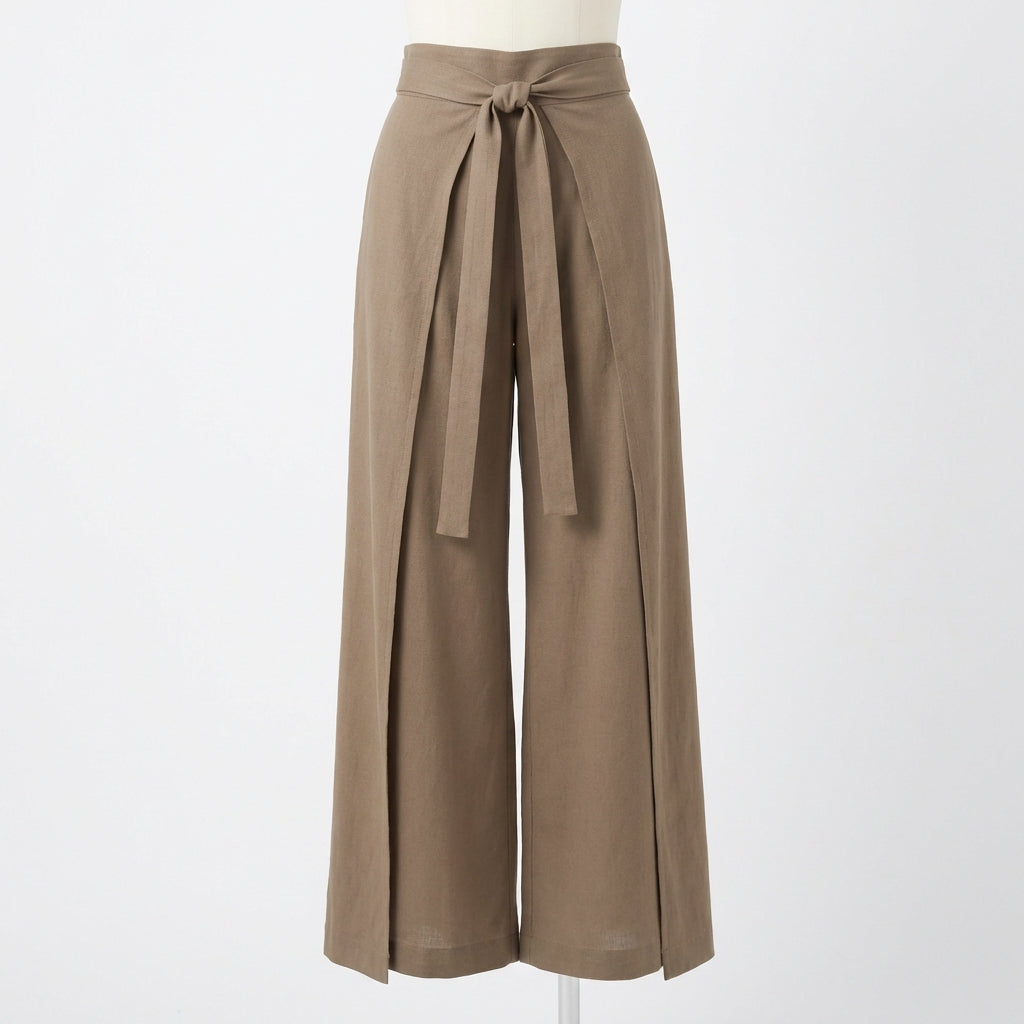 Olivia | Women’s Linen Trousers With Wide Leg Silhouette And Tie Waist | Elegant