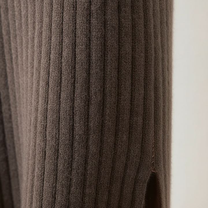 Olivia | Women's Midi Skirt With Ribbed Texture And Side Slit | Casual