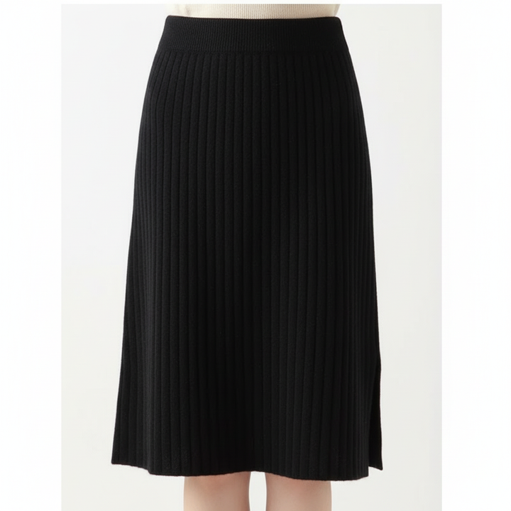 Olivia | Women's Midi Skirt With Ribbed Texture And Side Slit | Casual