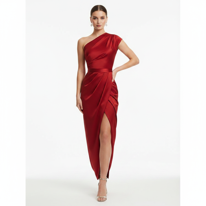 Olivia | Women's One Shoulder Dress With Asymmetric Neckline And Draped Detail | Elegant