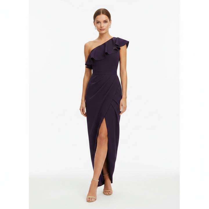 Olivia | Women's One Shoulder Dress With Asymmetric Neckline And Draped Detail | Elegant