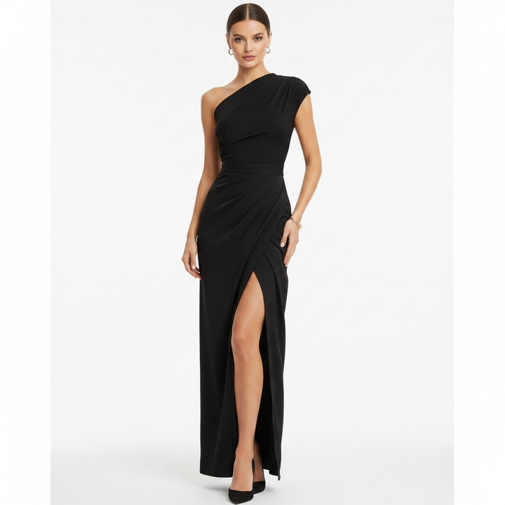 Olivia | Women's One Shoulder Dress With Asymmetric Neckline And Draped Detail | Elegant