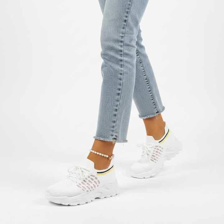 Olivia | Women's Orthopedic Sneakers With Lace Up Design And Textured Finish | Casual