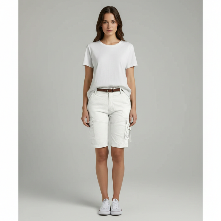 Olivia | Women's Shorts With Cargo Pockets And Belt Detail | Casual