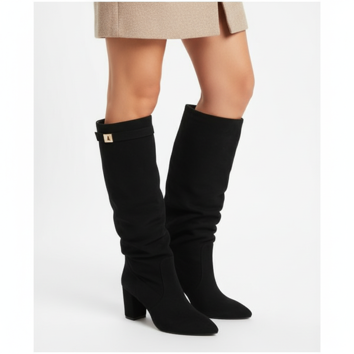 Olivia | Women's Thigh-High Boots With Block Heel And Zip Closure | Elegant