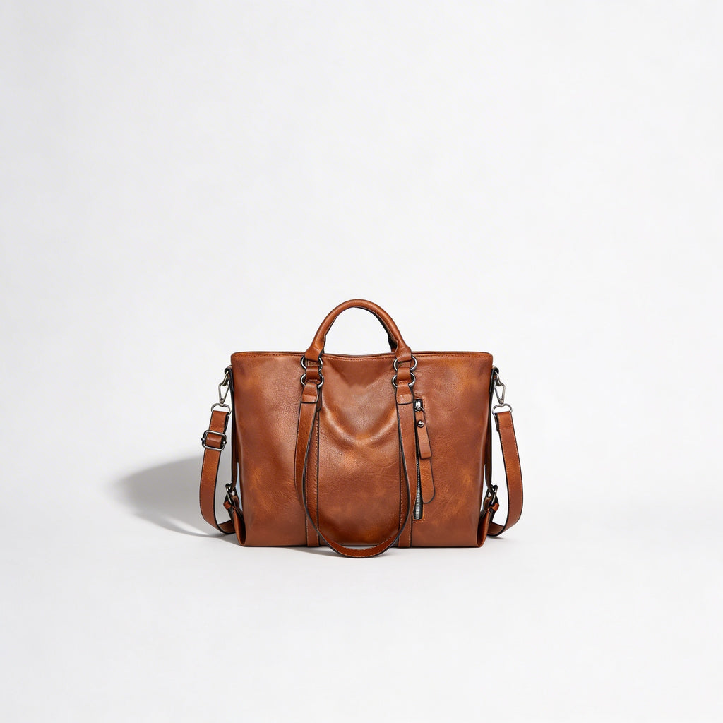Olivia | Women’s Tote Bag With Zip Closure And Contrast Stitching | Classic