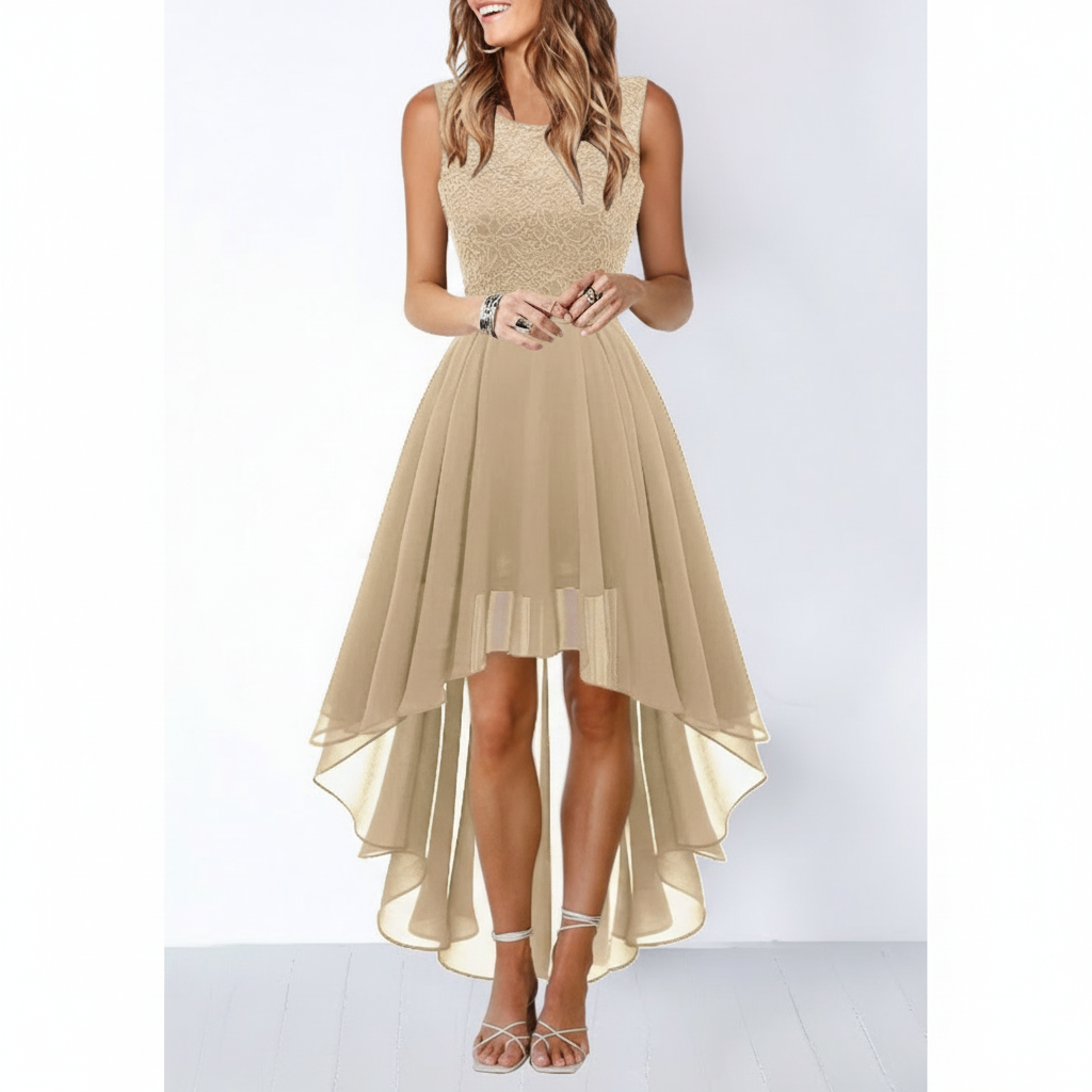 Olivia | Women's Wedding Guest Dress With Sleeveless Design And High Low Hem | Elegant