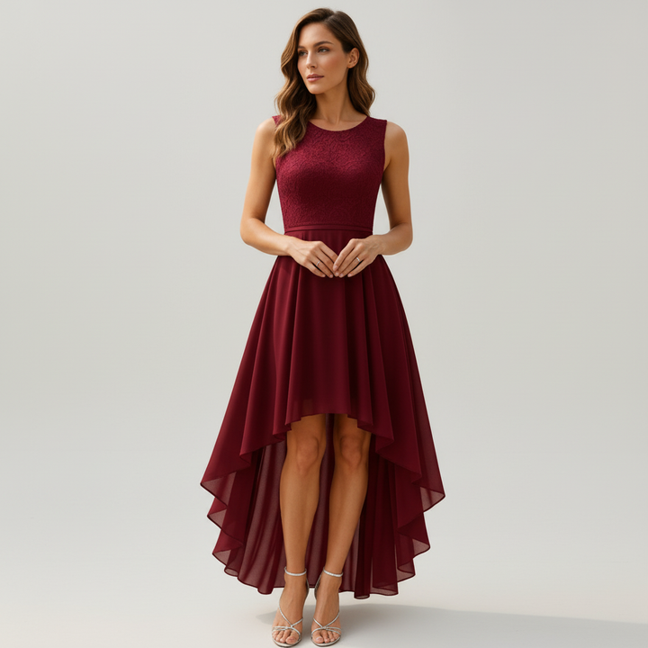 Olivia | Women's Wedding Guest Dress With Sleeveless Design And High Low Hem | Elegant