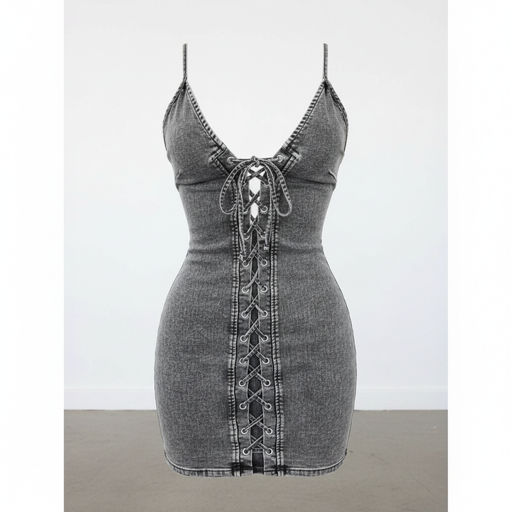 Poppy | Women’s Cocktail Mini Dress With Spaghetti Straps And Lace Up Front | Chic