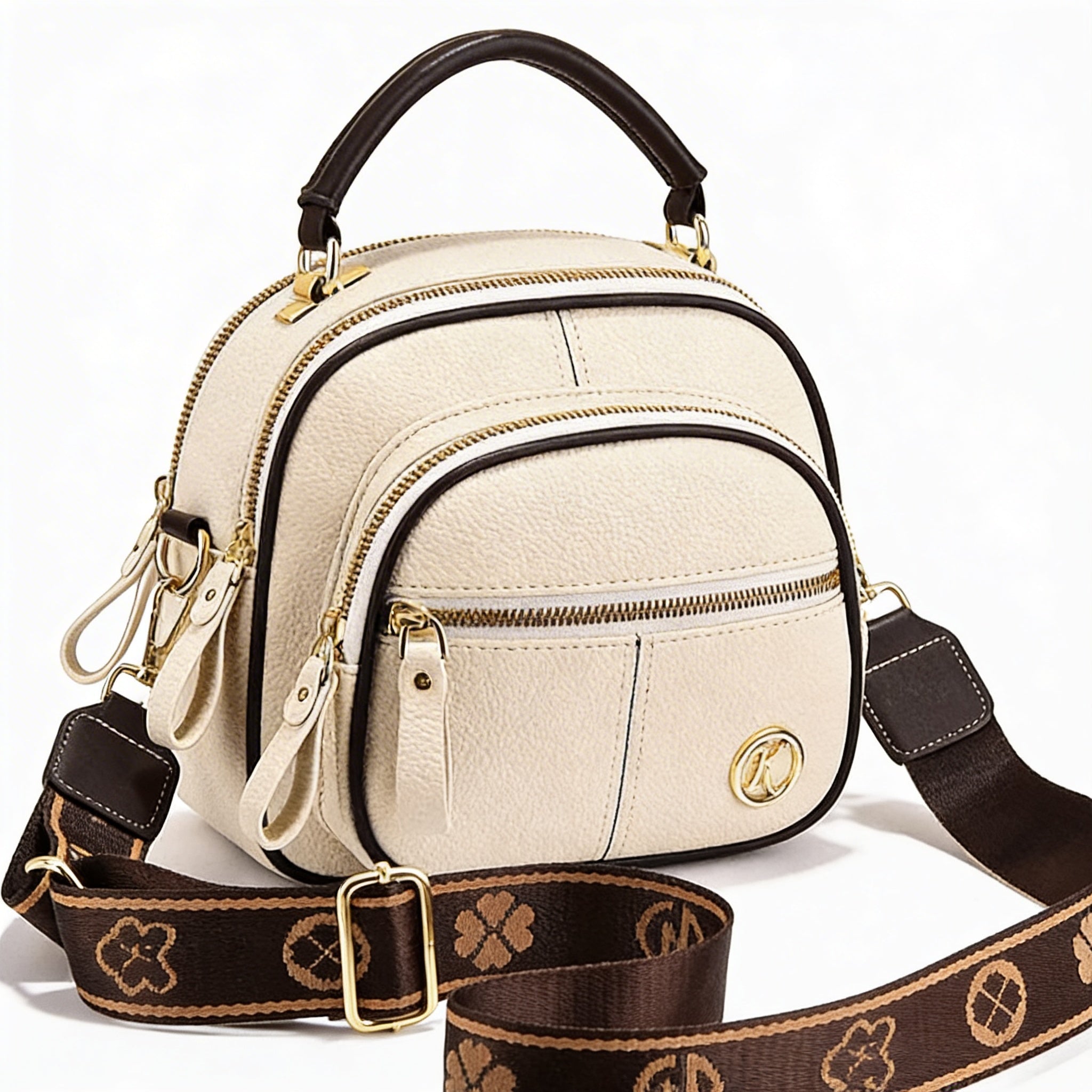 Poppy | Women’s Crossbody Bag With Zip Pockets And Contrast Stitching | Modern