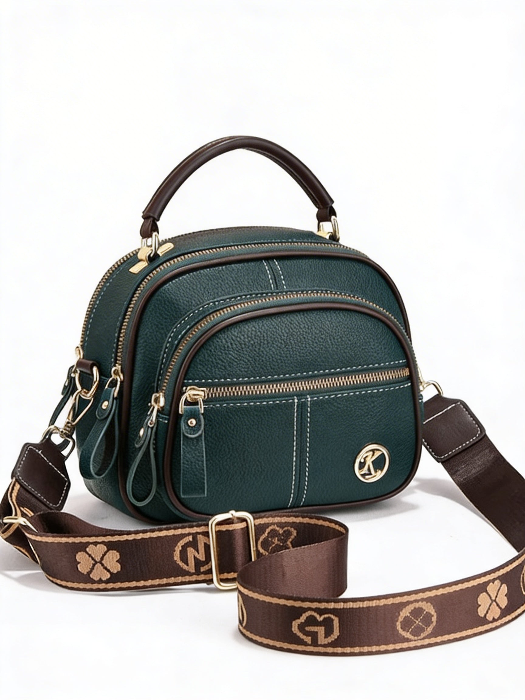 Poppy | Women’s Crossbody Bag With Zip Pockets And Contrast Stitching | Modern