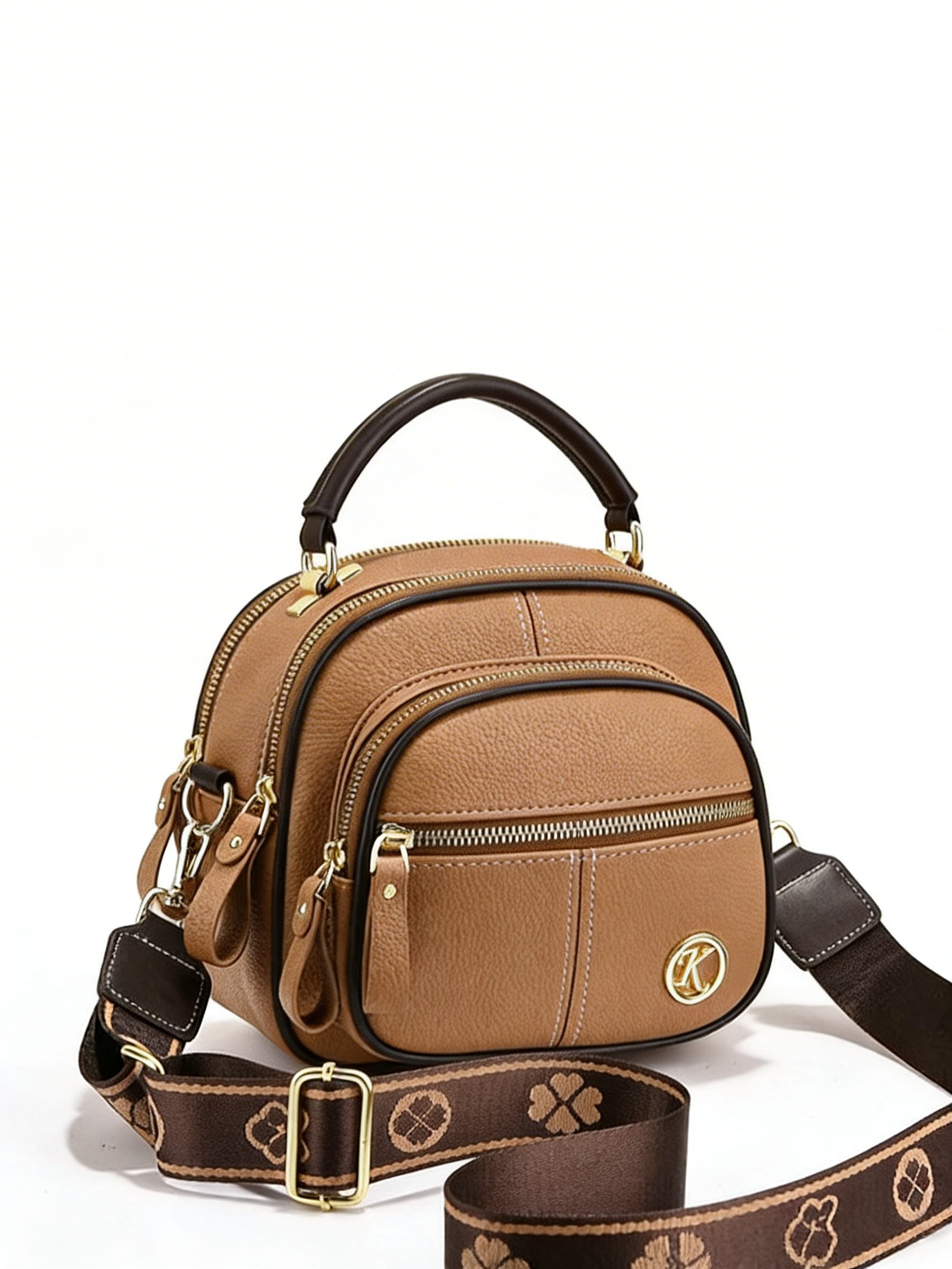 Poppy | Women’s Crossbody Bag With Zip Pockets And Contrast Stitching | Modern