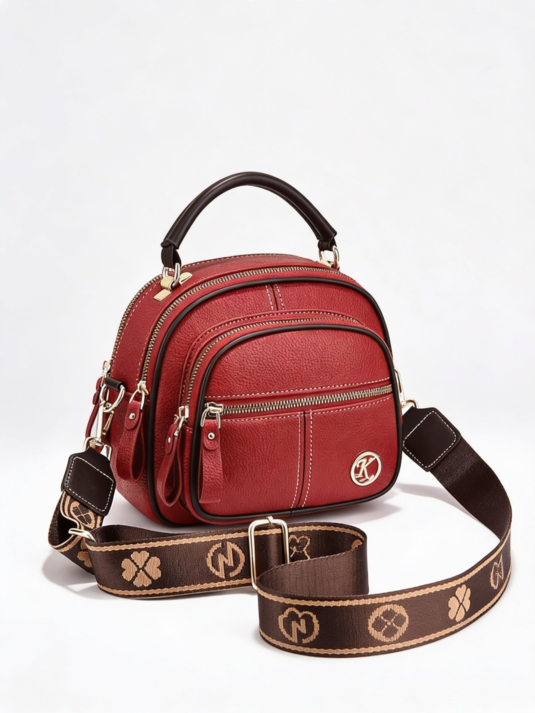 Poppy | Women’s Crossbody Bag With Zip Pockets And Contrast Stitching | Modern