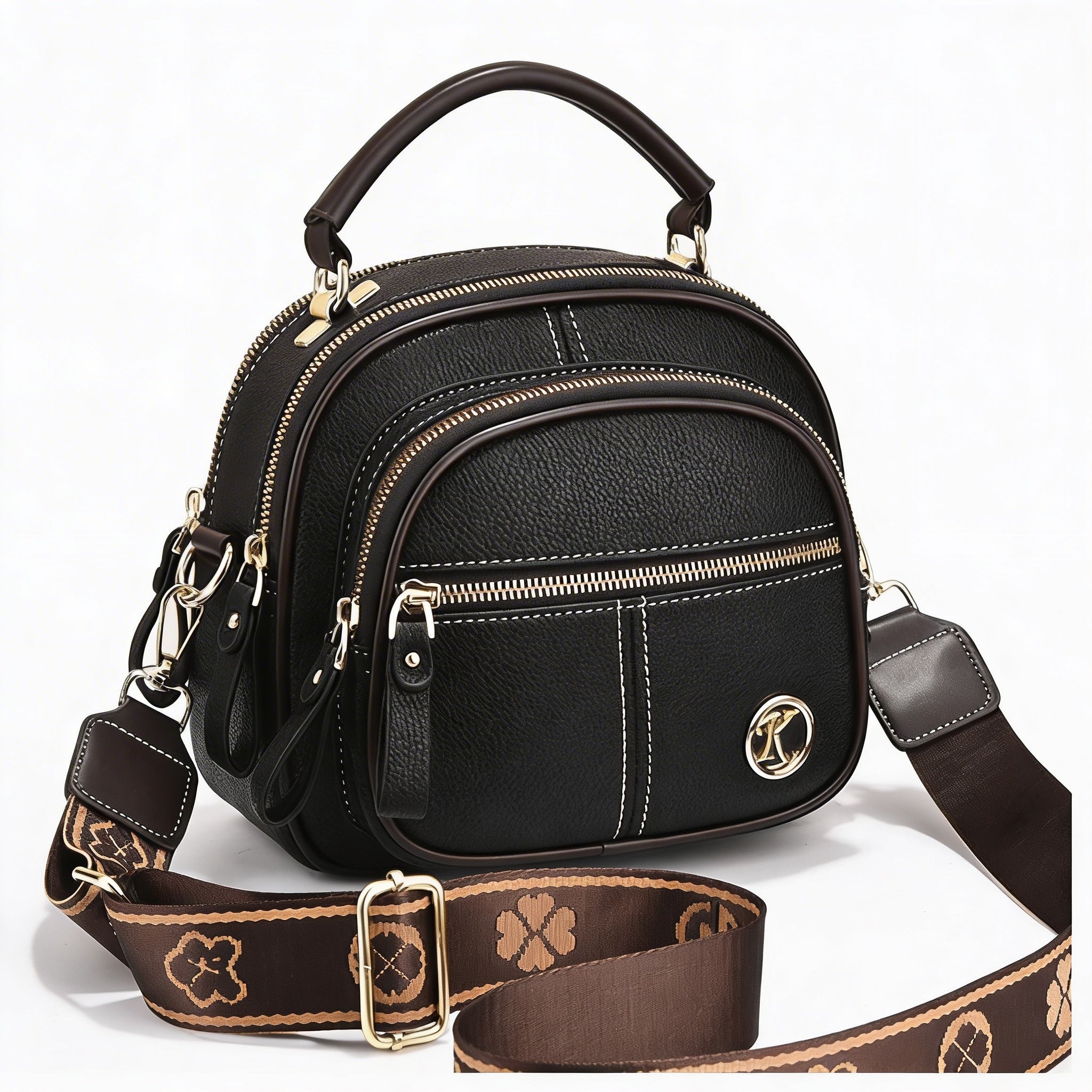 Poppy | Women’s Crossbody Bag With Zip Pockets And Contrast Stitching | Modern