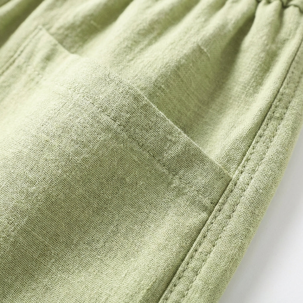 Poppy | Women’s Linen Trousers With Elastic Waistband And Patch Pockets | Casual