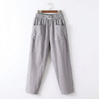 Poppy | Women’s Linen Trousers With Elastic Waistband And Patch Pockets | Casual
