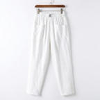 Poppy | Women’s Linen Trousers With Elastic Waistband And Patch Pockets | Casual