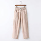Poppy | Women’s Linen Trousers With Elastic Waistband And Patch Pockets | Casual