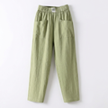 Poppy | Women’s Linen Trousers With Elastic Waistband And Patch Pockets | Casual