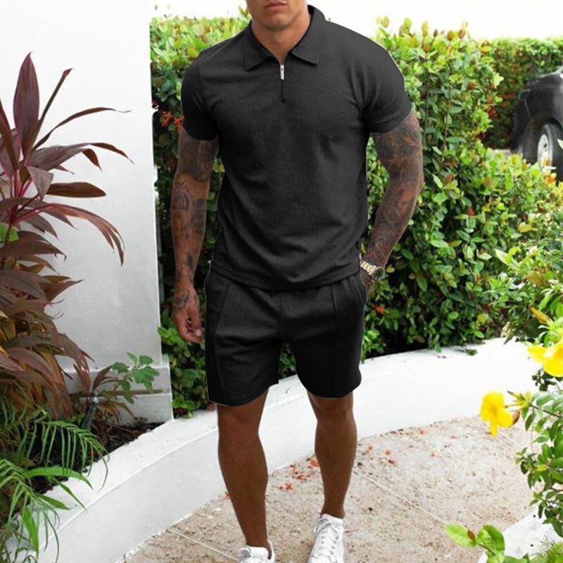 Rylan | Men's Two Piece Set With Zip Collar And Short Sleeves | Summer