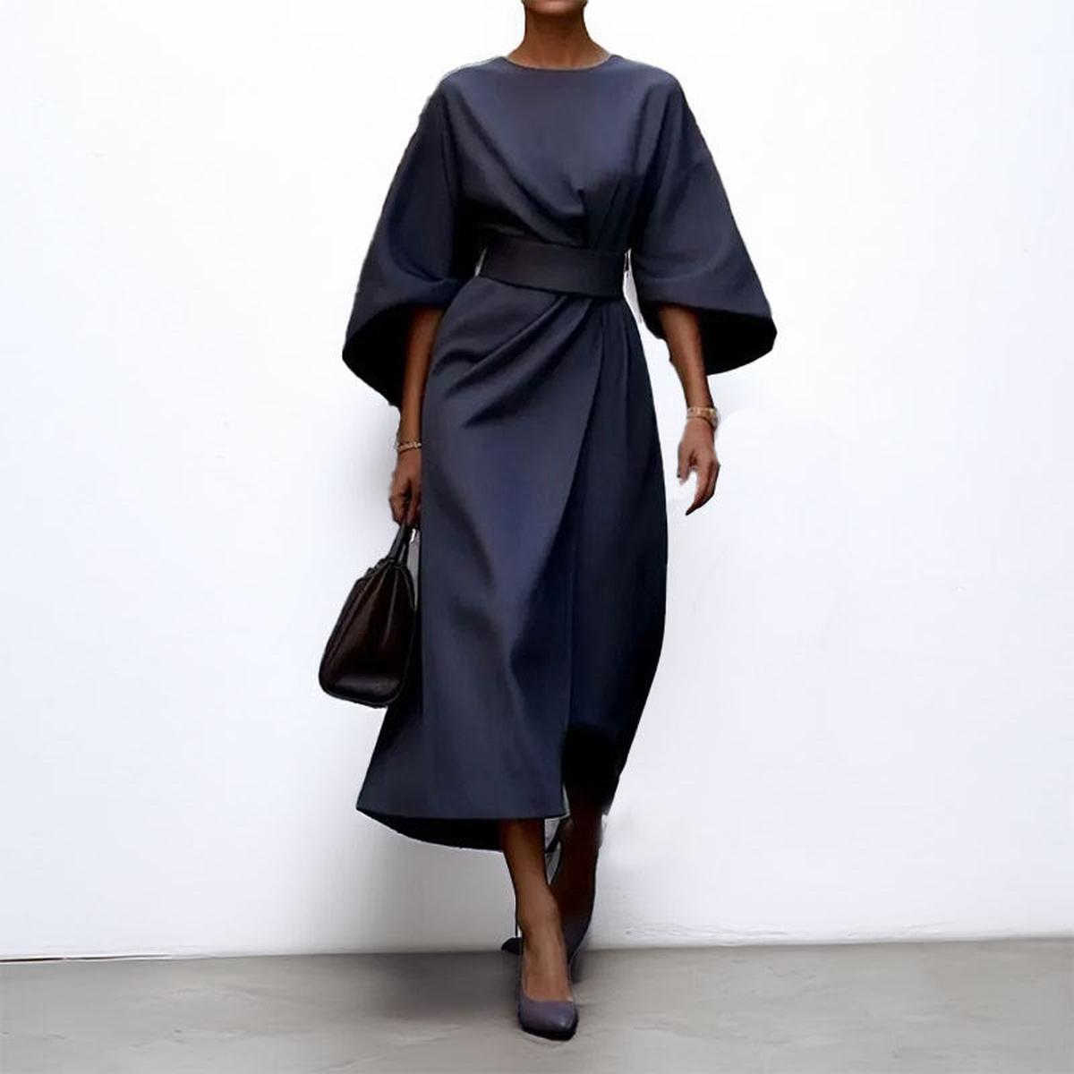 Eldra | Satin Batwing Sleeve Maxi Dress