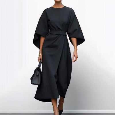 Eldra | Satin Batwing Sleeve Maxi Dress