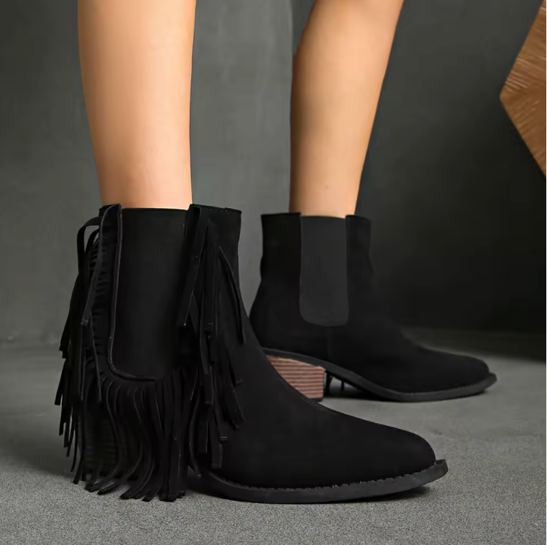 Lily | Stylish Fringe Ankle Boots