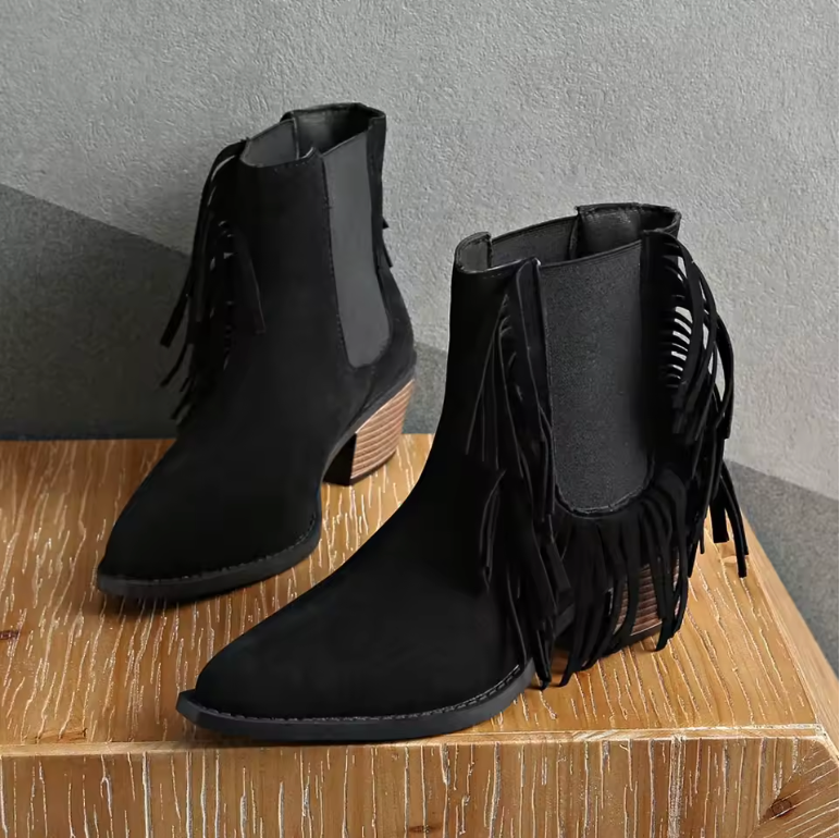 Lily | Stylish Fringe Ankle Boots