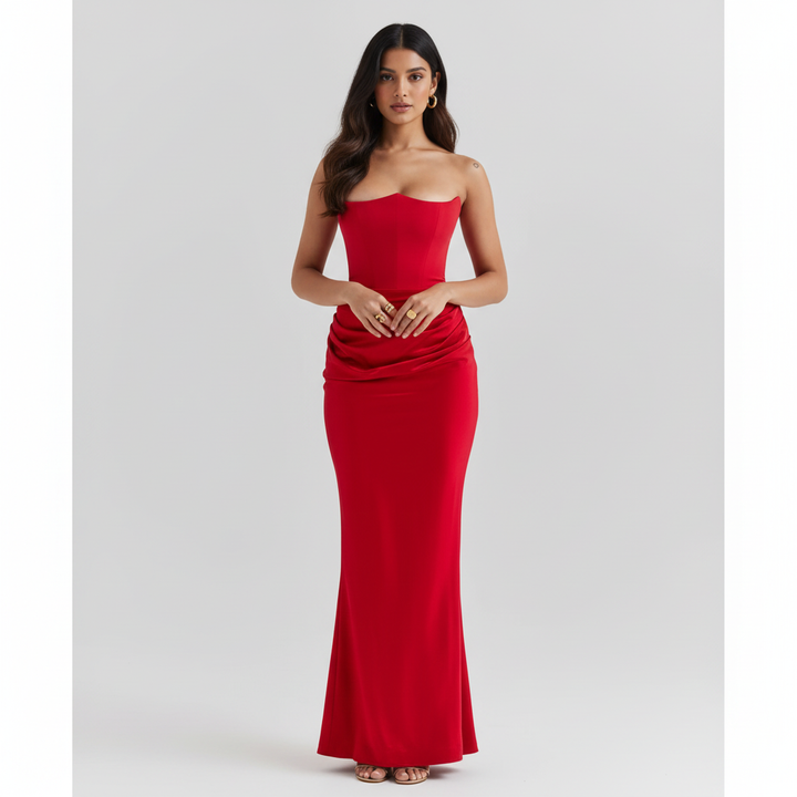Serena | Women's Formal Maxi Dress With Printed Pattern And V Neck Wrap