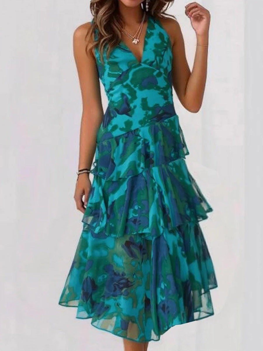 Serena | Women's Graduation Dress With Soft V-Neck Detail And Layered Hem | Graceful