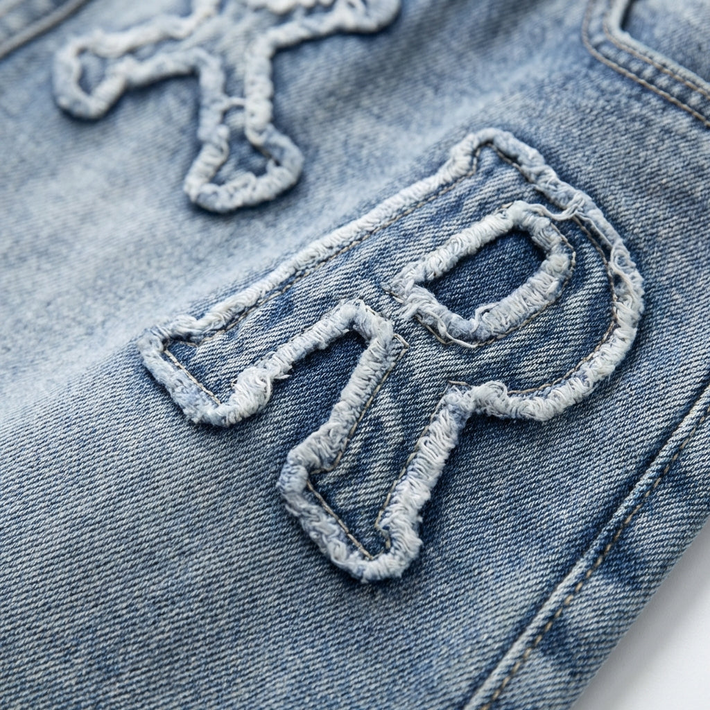 Sienna | Women’s Baggy Jeans With Embossed Graphic Detail And Straight Leg | Street